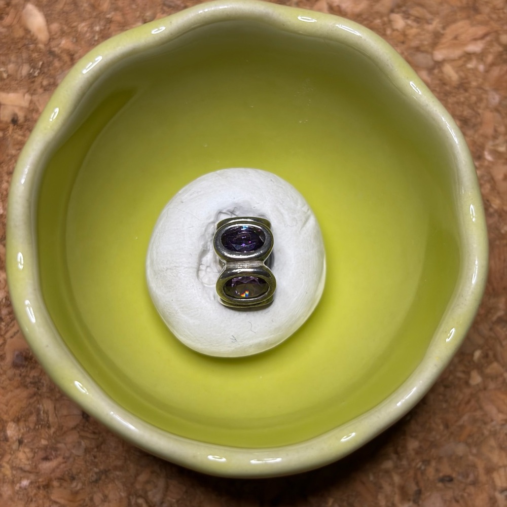 Pandora Silver Bracelet Charm - Purple Stones